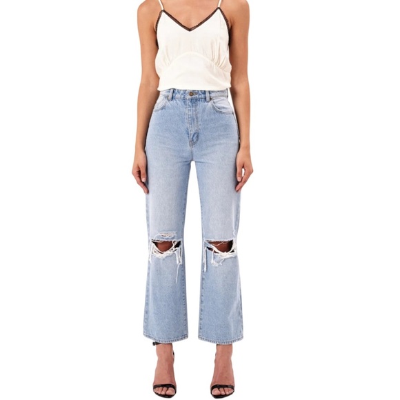 ROLLA'S Heidi High Rise Loose Straight Wide Leg Worn Wash Distressed Knee Sz 28 - Picture 1 of 13